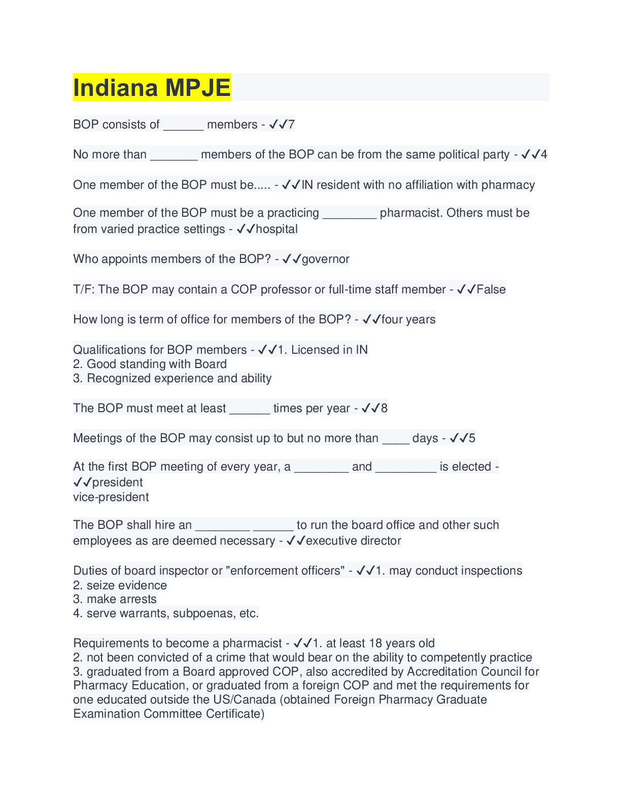 Preview image for Indiana MPJE(questions&answers)